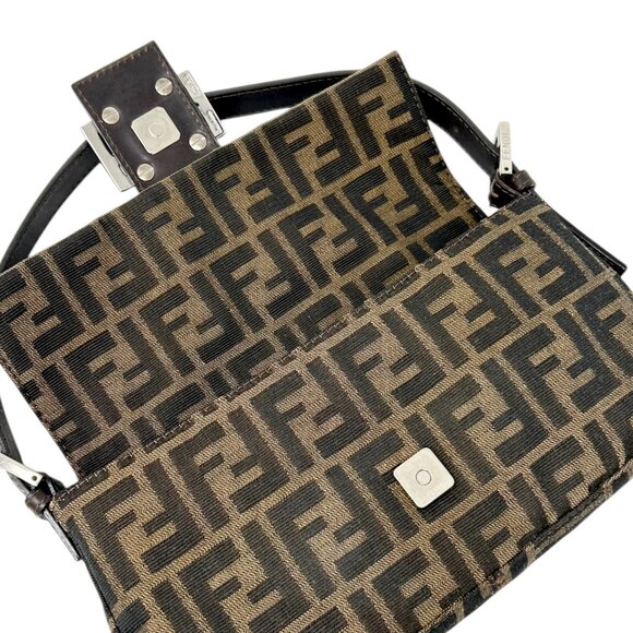 FENDI Vintage Zucca Mamma Baguette Shoulder Bag FF Logo Monogram Brown [105690] - Picture 11 of 13